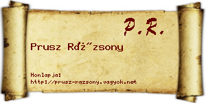 Prusz Rázsony névjegykártya
